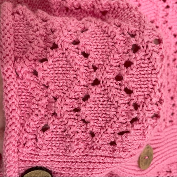 NWT Zara Girl's 5-6 Open Knit Cardigan Sweater Pink Button Down V Neck - Picture 11 of 11